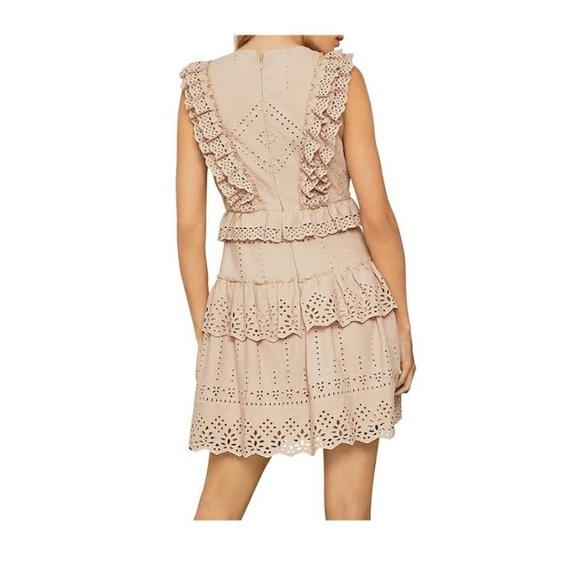 NWT BCBG cotton Flax Eyelet dress, sz 4. - Picture 6 of 11